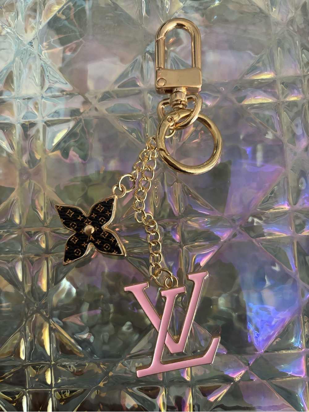 Pink and Gold LV Logo Key Chain/charm - Picture 2 of 6